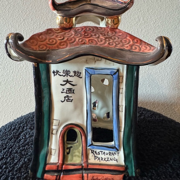 Vintage Blue Sky Clayworks The Happy Dragon Restaurant Tea Light Ceramic House - Picture 7 of 11
